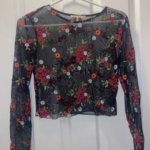 Urban Outfitters Mesh Floral Top